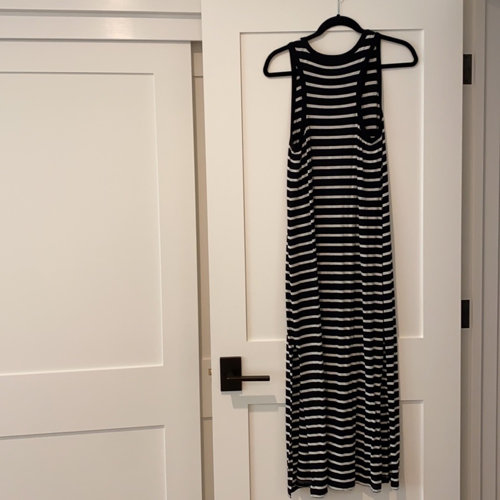 Black and White Striped Tank Maxi Dress - Picture 3 of 5